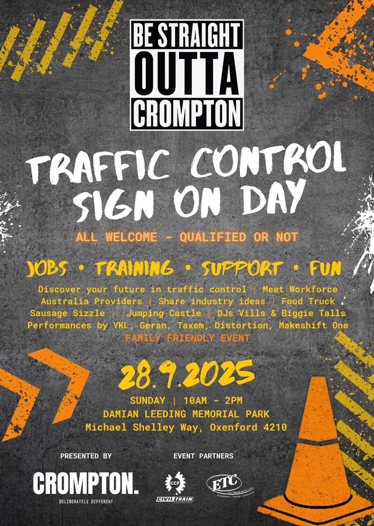 Crompton Traffic Control Sign On Day